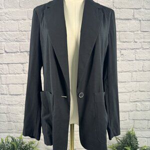 Auline Collection Black Relaxed Single Button Blazer XS Oversized